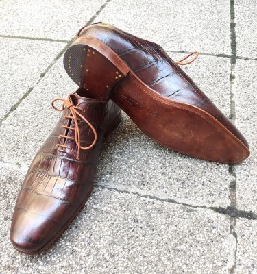 brown croco-print wholecut oxfords by Rozsnyai handmade shoes (5) (Copy)